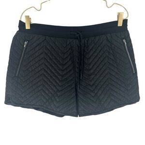 Athleta Shorts Womens 10 Black Apres Quilted Ski Short Zip Pockets Lined Relaxed